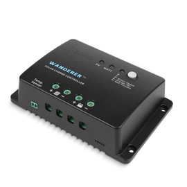 Renogy Wanderer 30 Amp 12V Advanced PWM Negative Ground Solar Charge Controller Battery Regulator Compatible with Sealed, Gel, and Flooded Batteries and Wanderer Temperature Sensor