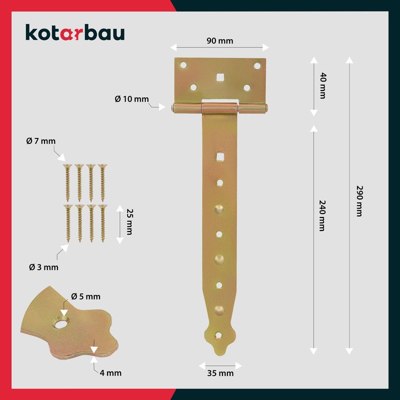 KOTARBAU Cross Hinge 250 mm Pack of 2 Shutter Hinge