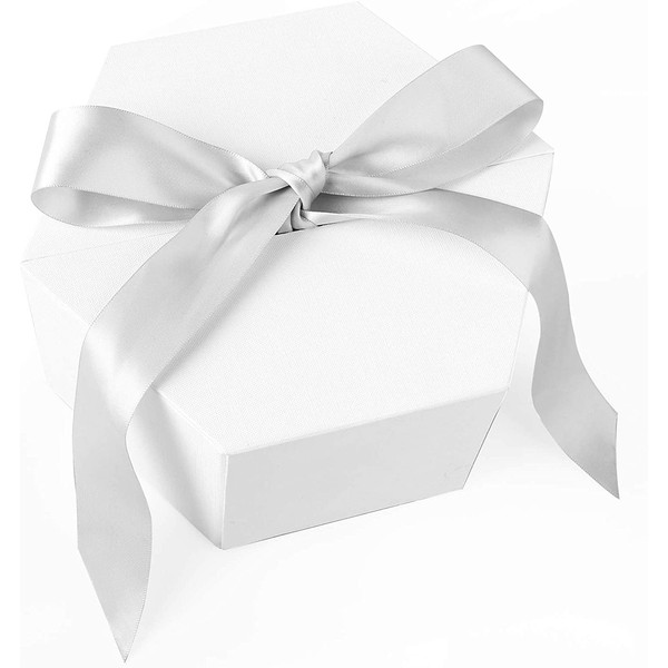 JOHOUSE Gift Box, 8 inches Large White Gift Box, with Cover Ribbon and Lafite for Wedding, Christmas Gifts, Valentines Day