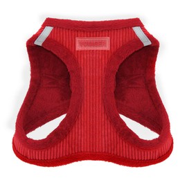 Voyager Step-In Plush Dog Harness – Soft Plush, Step In Vest Harness for Small and Medium Dogs by Best Pet Supplies - Red Corduroy, L (Chest: 18 - 20.5")