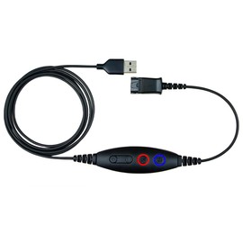 USB Adapter Cable Compatible Plantronics QD (Quick Disconnect) to USB Type A Plug, Speaker Volume & Mic Mute Control Connects Headset to PC, Laptop, Soft Phone