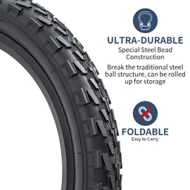 YUNSCM 2-PCS 16" Bike Tires 16x2.40/64-305 Compatible with 16x2.35 16x2.4 All-Terrain Directional Tread Bike Bicycle Tires (Y-1214)