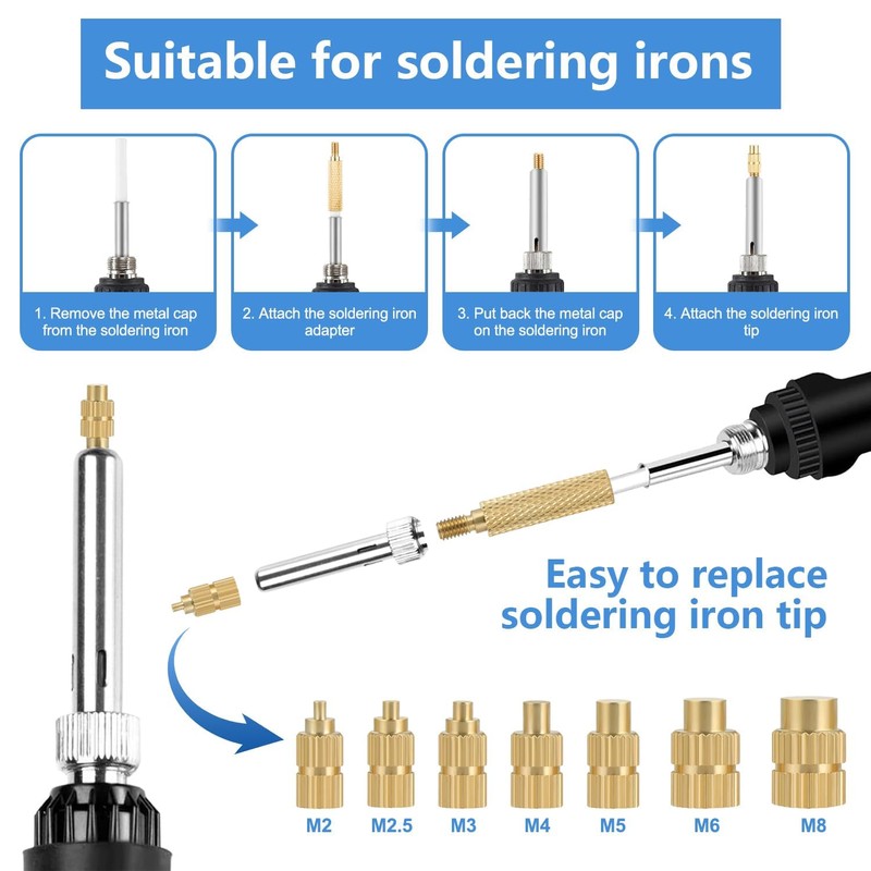 Soldering Iron Tips,16 PCS Heat-Set Insert Tips for 3D Printer