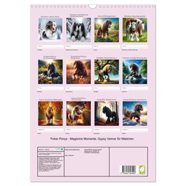 Tinker Ponys - Magische Momente, Gypsy Vanner für Mädchen (Wandkalender 2025 DIN A3 hoch), CALVENDO Monatskalender [Calendar] Marco Warstat