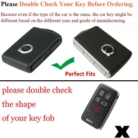 SANRILY Suede Leather Smart Key Fob Cover for Volvo XC90 2018 XC60 S90 V90 2019 2020 Keyless Keychain Holder Full Protection Key Fob Shell Case Red