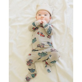 VAENAIT BABY Newbron Infant Boys Girls Solid Footie Pajama Cozy Modal Retro Car 6-9M