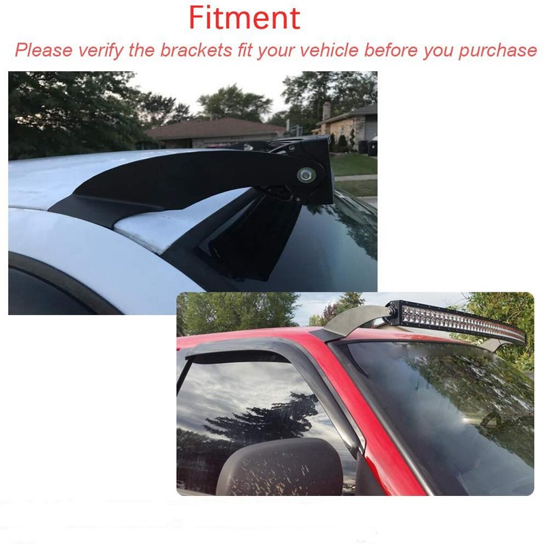 52 Inch Curved Light Bar Upper Roof Windshield Mounting Brackets