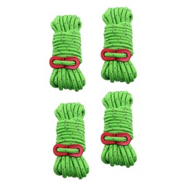 Guifeng 4PCS Outdoor Camping Wind Rope Windproof Tent Rope Length 4m Thickened Canopy Fixed Rope Reflective Rope Aluminum Alloy Double Eye Buckle Adjustable Elastic for Clothesline Fluorescent Green