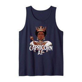 Capricorn AF Vibes Queen Energy Zodiac Crown Afro Regal Tank Top