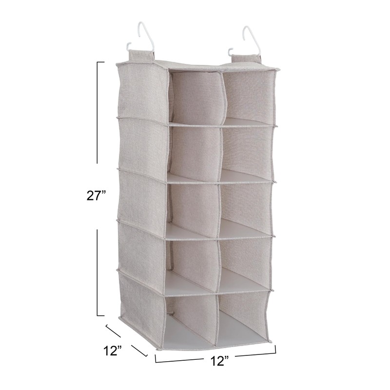 Household Essentials Closet 10-Pocket Hanging Shoe Side Blended Canvas Storage,