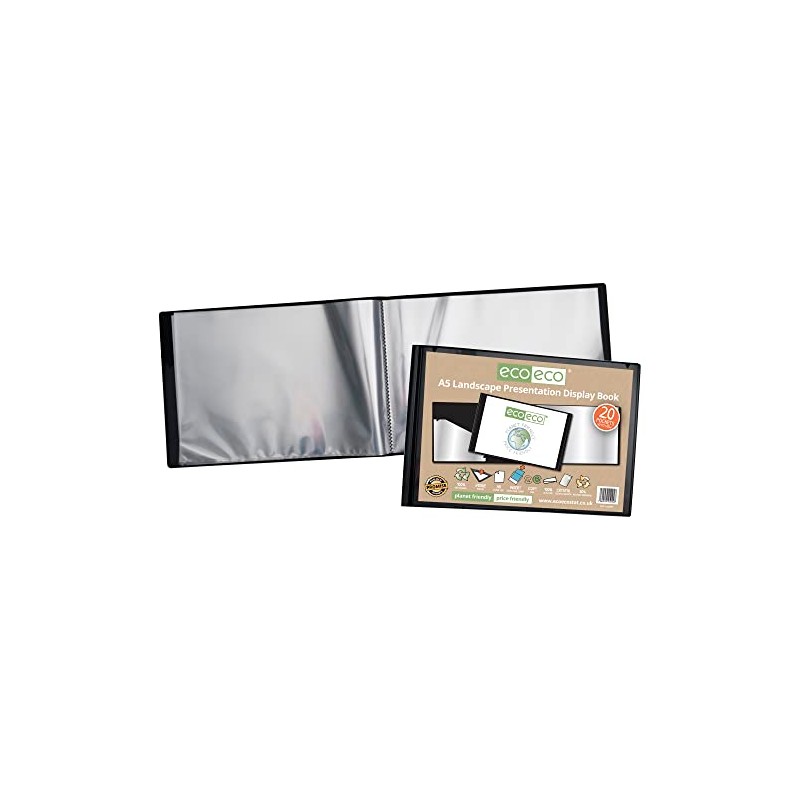 eco-eco A5 50% Recycled 20 Pocket Black Landscape Presentation Display