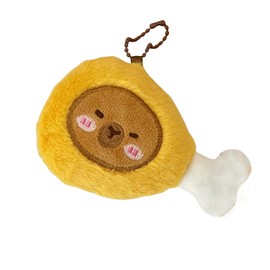 Super Cute Funny Calm Capybara Bread Baguette Food Theme Keychain Lucky Brown Plush Capybara Key Chain Ring Bag Pendant-chicken leg