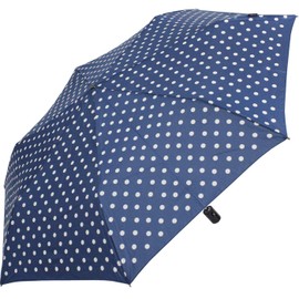Knirps Slim Duomatic Polka Dots Pocket Umbrella, Navy-white, Polka dotted