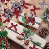 120 Pieces Christmas Mini Plaid Ribbon Bows Natural Burlap Bow