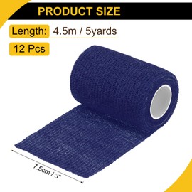 WorkBless 12-Pack 3" x 15ft Stretchable Wrap - Elastic Sports Bandage in Navy
