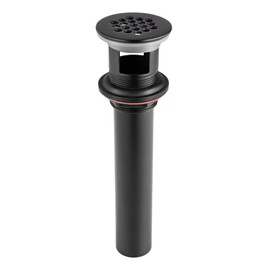 Grid Drain Strainer Assembly With Overflow for Bathroom Sink, P.O. Plug Grid Lavatory Drain, Bathroom Sink Grid Strainer by Artiwell, Matte Black