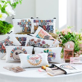 Kacctyen 10 Pcs Emergency Nurses Day Appreciation Gifts for Women Emergency Nurses Makeup Cosmetic Canvas ER Pouch Bags Portable Makeup Pouch Bag Travel Organizer for Party Favors