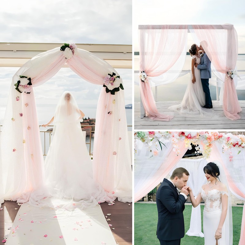 MEKOTRIN Wedding Arch Draping Fabric, 2 Panels 28"x20ft Chiffon Fabric