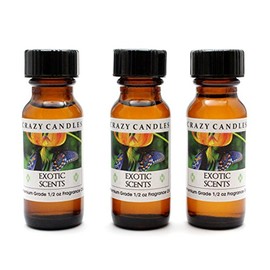 Crazy Candles Exotic Scents N (Womens Aroma, Blend of Green Florals, Citrus, Aquatic Touch. Sporty and Flirtatious) 3 Bottles 1/2 Fl Oz Each (15ml) Premium Grade Scented Fragrance Oil