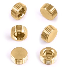 Mardatt 6Pcs 1/2" NPT Brass Pipe Plug Fitting Countersunk Internal Hex Socket Male Thread Pipe Plug Set