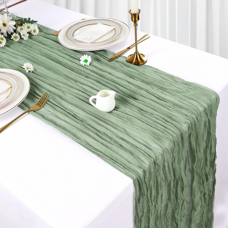 Sage Green Table Runner - 2 Pcs 10FT Gauze Cheesecloth