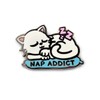 Kolorspun Nap Addict Cat Enamel Lapel Pin (White)