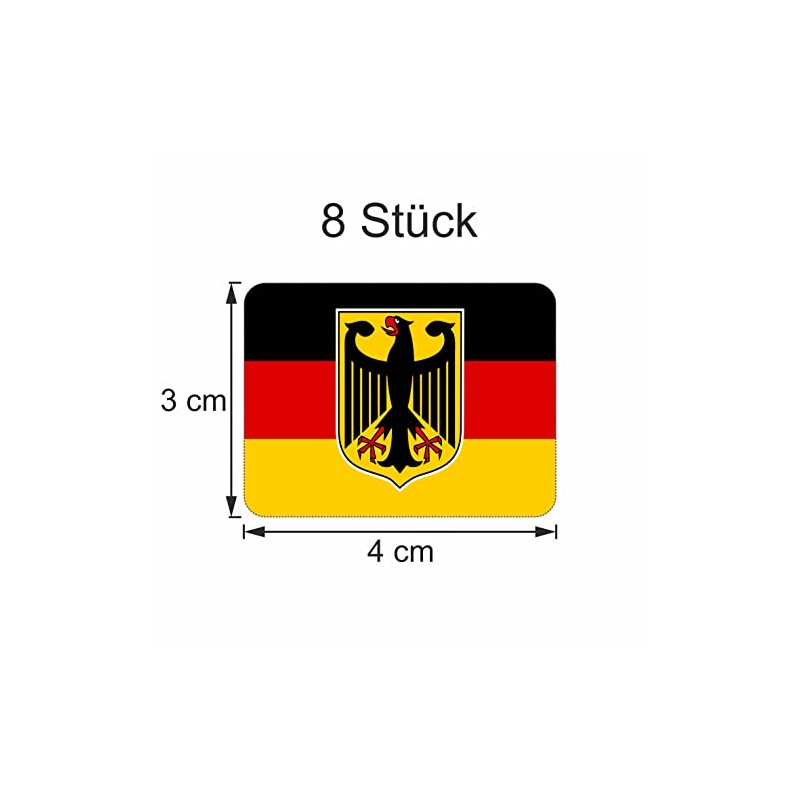 Set of 8 Sticker Germany Federal Eagle Flags Set |