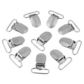 10/20pcs Heavy Duty Metal Clips Silver Metal Clips for Suspenders, Dummies, Bib Clips, Toy Holder or Mittens, 25 mm x 10 pieces