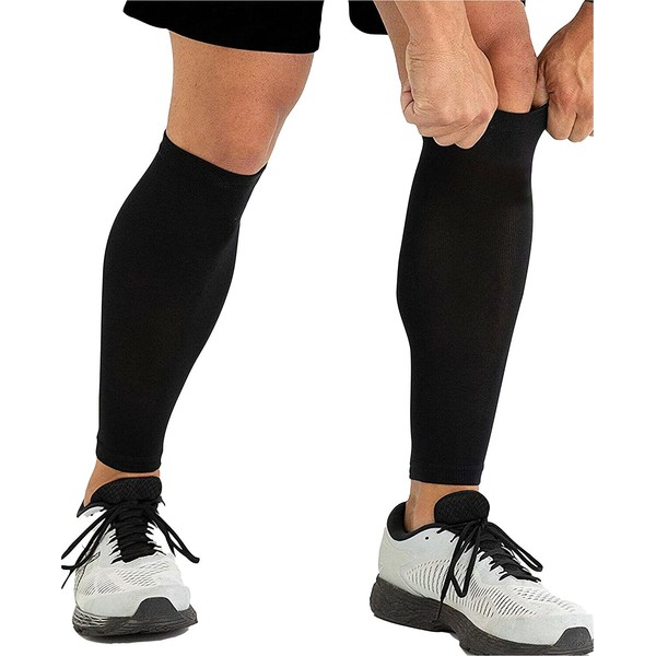 NSG Sports Calf Compression Sleeve For Men & Women, Compression Calf Sleeves For Shin Splints and Varicose Veins- Injury Recovery And Calf Pain Relief to Help Running, Cycling, Maternity And Travel (White, Medium)