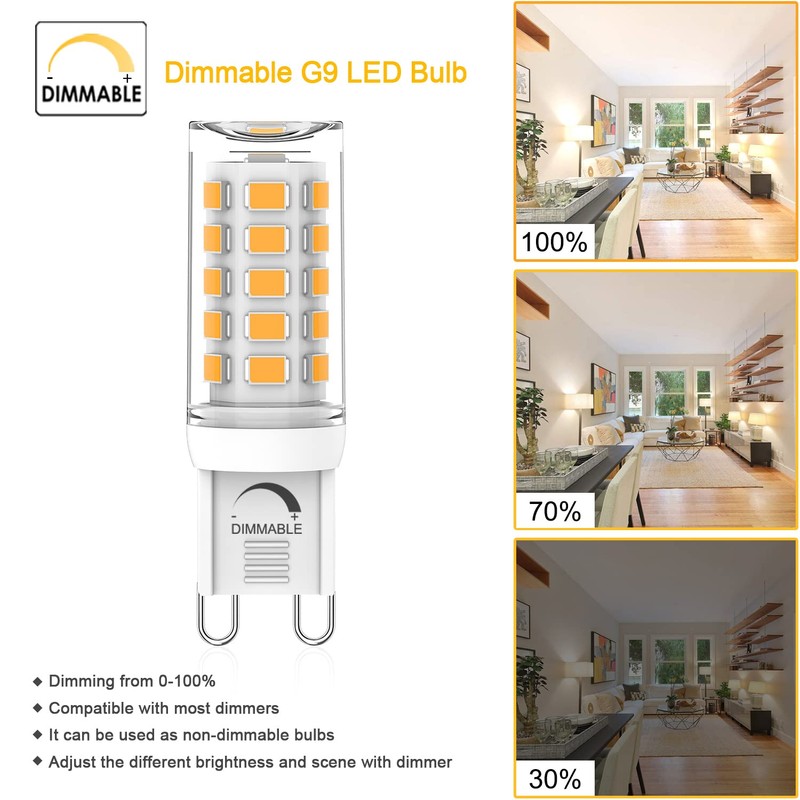 YUIIP G9 LED Bulb Dimmable, 4W, 40W Halogen Equivalent, 3000K