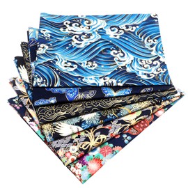 6 Pcs 20'' x 16'' Fat Quarters Japanese Style Fat Quarters Bundles Fabric Bundles Squares Printed Cotton Wrapping Cloth Quilting Furoshiki Wrapping DIY Patchwork Sewing(Fresh Style)
