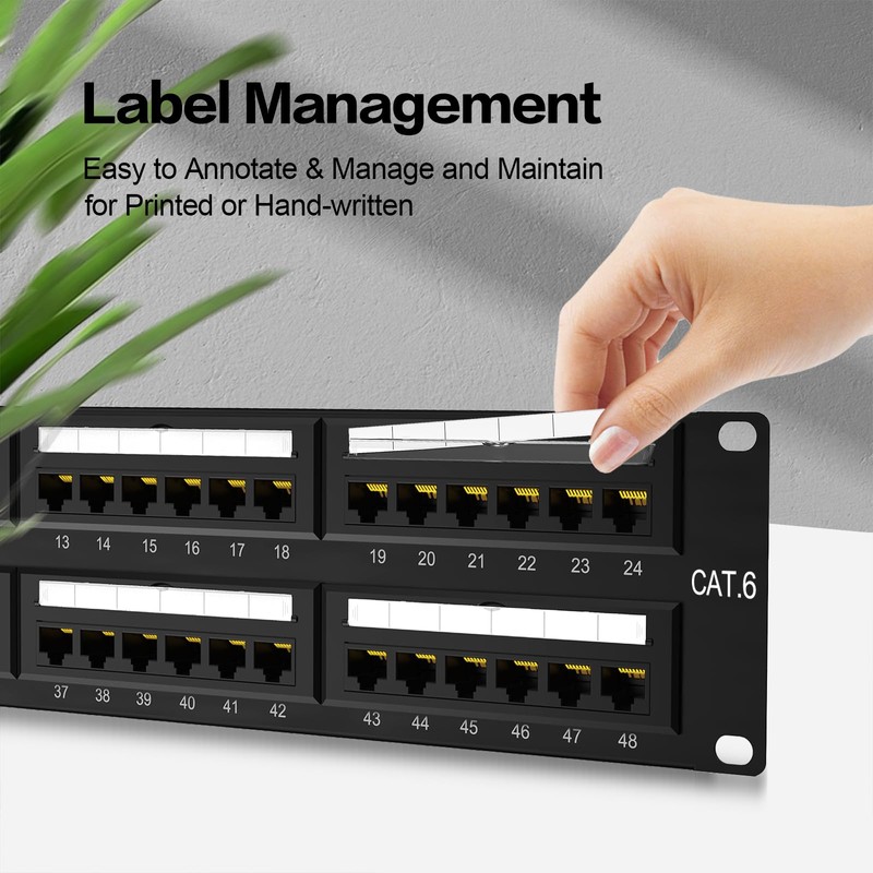 Patch Panel 48 Port Rackmount Cat6 2U Network Patch Panel