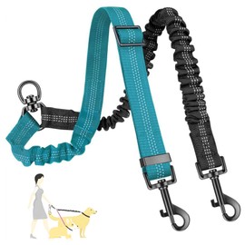 Double Dog Walker, Two Dog Lead, 2 in 1 Upgraded Double Dogs Leashes, Adjustable Heavy Duty Leash for Pets, Shock Absorbing Bungee No Tangle Leash Coupler Walking Training Lead for 2 Dogs (BLUE)