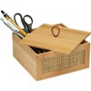 Bamboo Storage Box with Rattan Mesh Panel, Decorative Container for