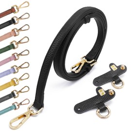 Bag Strap Leather Bag Strap Handle Black Gold Leather Strap Bag Straps for Changing Bag Strap Shoulder Strap for Longchamp Black