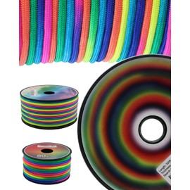 Fashion lab Cuerda suave arcoíris de 7 hebras de nailon de 4 mm, 3/16 pulgadas, paracord de 150 pies, 300 pies, cuerda de senderismo al aire libre, pulsera de teñido anudado pastel