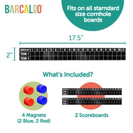 Barcaloo Cornhole Scoreboard Metal Decal with Magnetic Score Keepers for Corn Hole Boards - Black 2 Pack, Easy to Use Score Tracker, Magnetic Cornhole Scoreboard Metal Decal