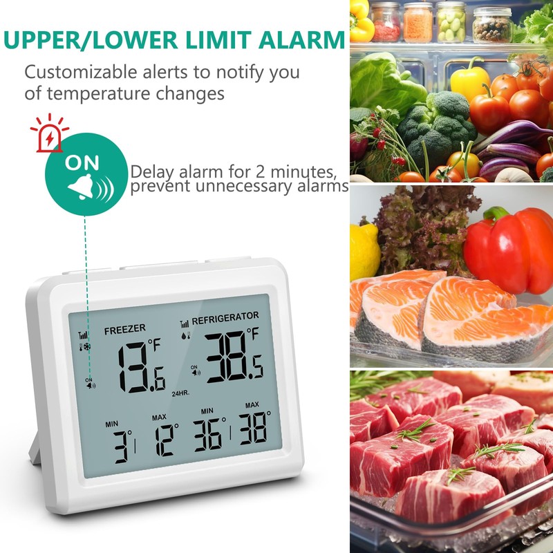 ORIA Digital Refrigerator Thermometer, Fridge Freezer Thermometer with 2 Sensors,