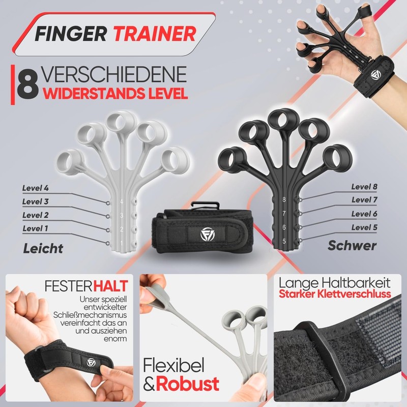 FUNFLEX Hand Trainer, Finger Trainer, Adjustable Grip Strength Trainer Set,