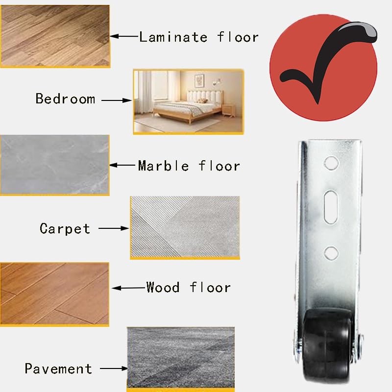 Ouliget Silent Rubber Caster,Mini Fixed Side Mounted Universal Wheel,Wooden Door