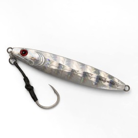 BLUEWING Fishing Lures Saltwater Slow Pitch Flat Fall Jigs Jigging Pitching Tackle with Assist Hook Artificial Bait, Silver,120g