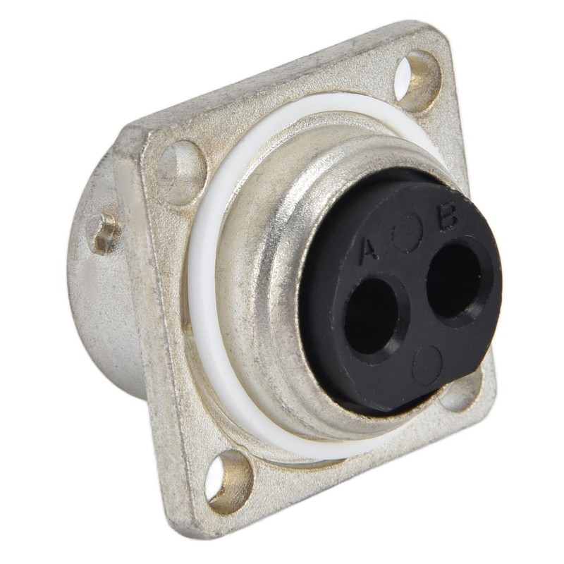2 Pin Socket Square Flange Screw Mounting Power Connector Electric