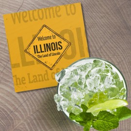 Unbranded Illinois USA State Grunge Retro 4'' X 4'' Square Wooden Coaster