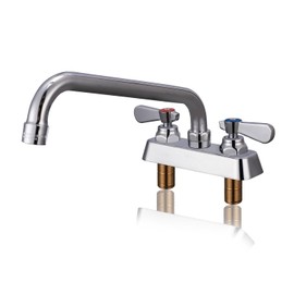 Phivan Commercial Sink Faucet 4 Inch Center Deck Mount Bar Sink Faucet 2 Hole Brass Constructed with 10" Swivel Spout 3 Compartment Sink Faucet for Kitchen Utility Laundry Restaurant Industrial