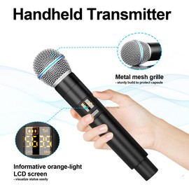 bomaite B-2000 Professional Wireless Microphone System – 4 Cordless Handheld Mics, Perfect for Karaoke Parties, Church Services, Meetings, and More! Compatible with TVs and Speakers