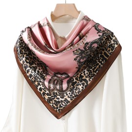 SHJINJU Women's 35" Satin Square Silk Like Hair Scarves and Wraps-Square Silk Head Scarf for wrapping hair, 9-style, 35"*35"