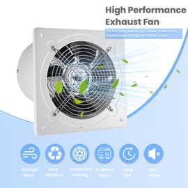 6" Kitchen Exhaust Fan with Variable Speed Controller, 382CFM Wall Mount Ventilation Fans, Metal Attic Exhaust Fan, Small Fume Extractor Ventilation Fan for Kitchen Bathroom Shop Smoking Room Garage