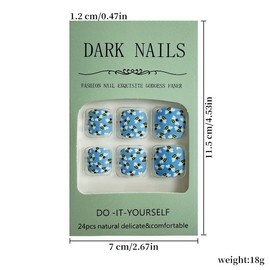 Spring Press on Toe Nails Blue Fake Toenails with Yellow Bee Designs Animals False Toe Nails Short Square Glue on Toenails Summer Stick on Toe Nails Cute Acrylic Toenails Artificial Toenails