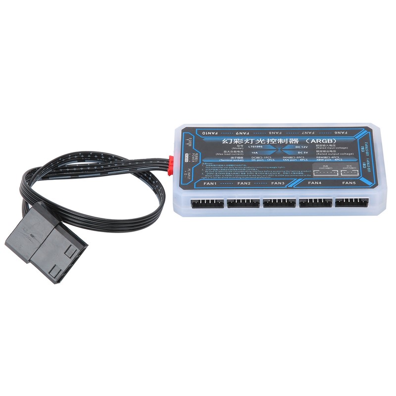 Fan Hub Computer Cooler System PH2.0 4‑Pin LED1‑LED2 FAN1‑FAN10 5V