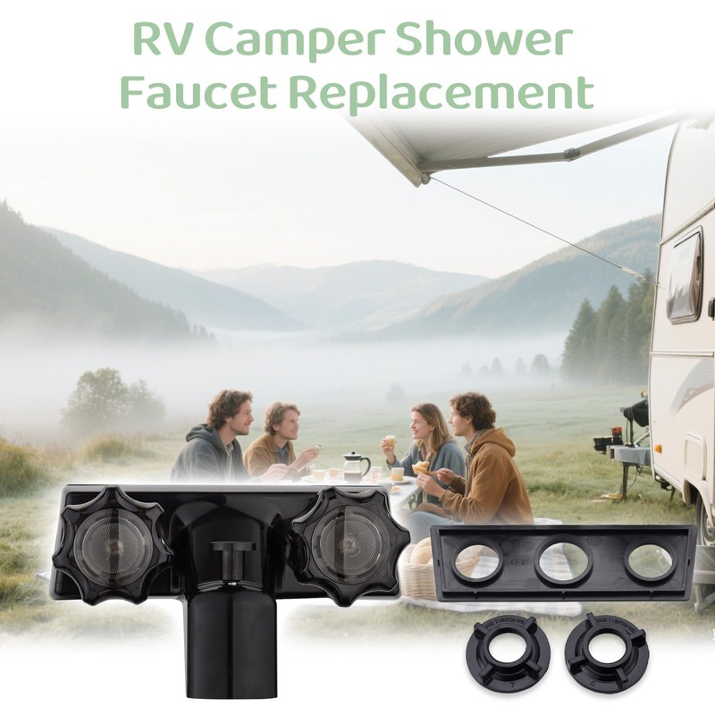 RV Tub & Shower Diverter Faucet w/Smoked Acrylic Knobs, 4